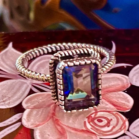 Rainbow Quartz Sterling Silver Ring 6.5